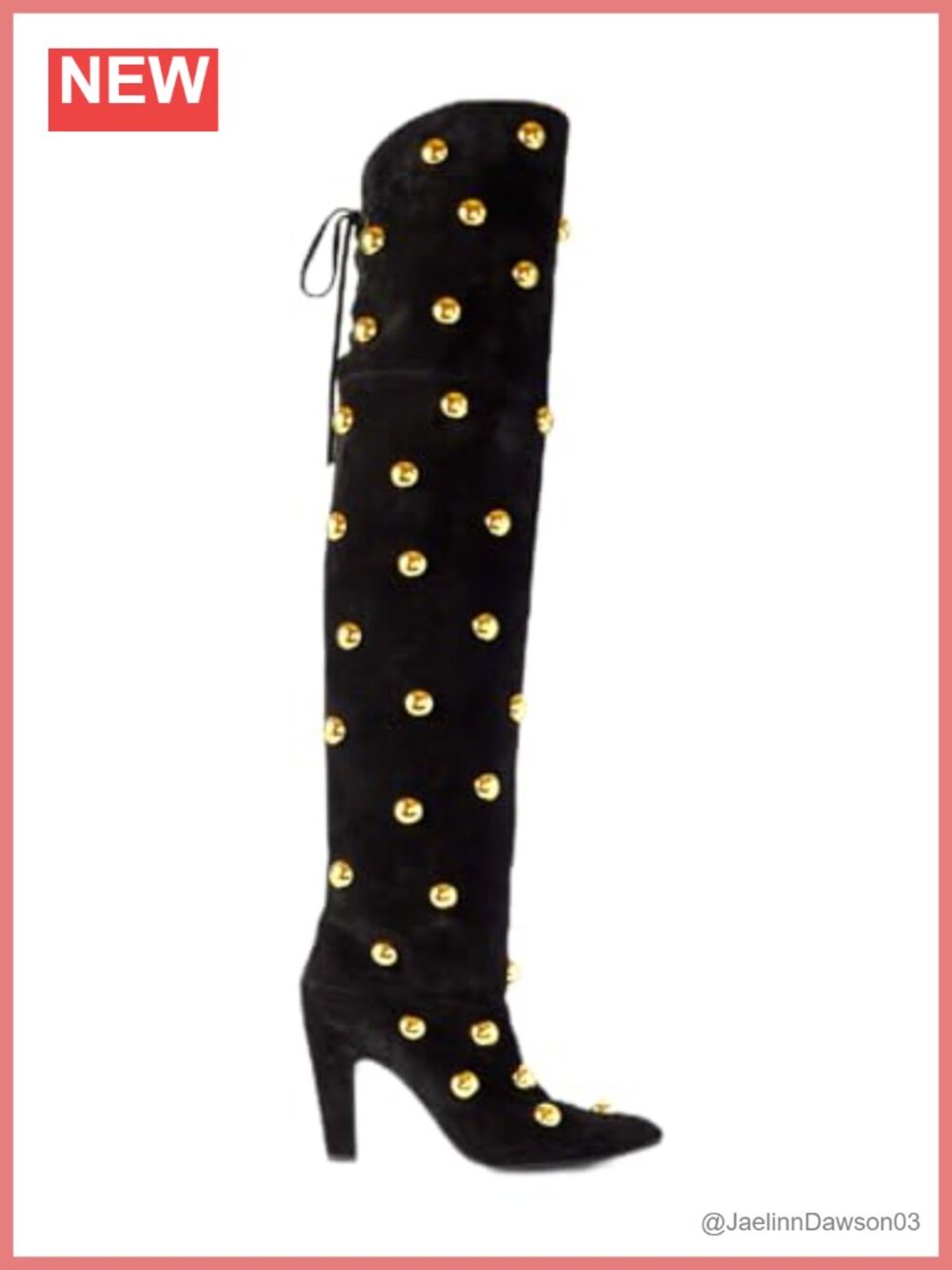 Studded Over the Knee Suede PU Leather Chunky Heel Boots Women Pull On